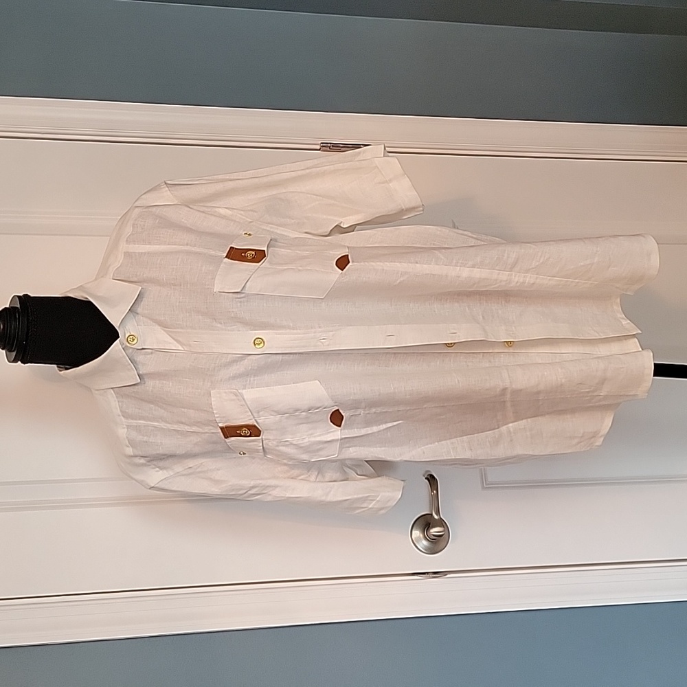 Men's Public Denim White Linen Shirt